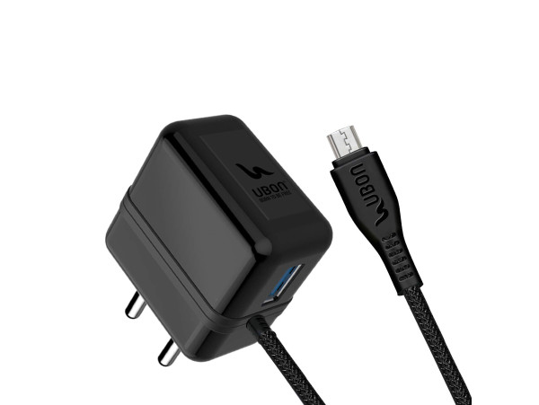 UBON CH-777 Single Usb charger BOOST, Made In India, 2.4amp Charger Adapter (Black)